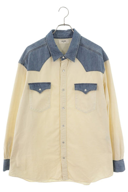 CELINE Oversized Denim Western Long Sleeve Shirt Multi Size XL