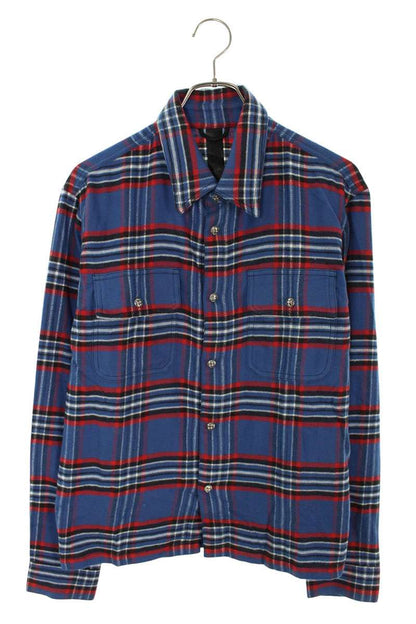 Chrome Hearts WORK DOG Cross Ball Button Check Shirt Size S