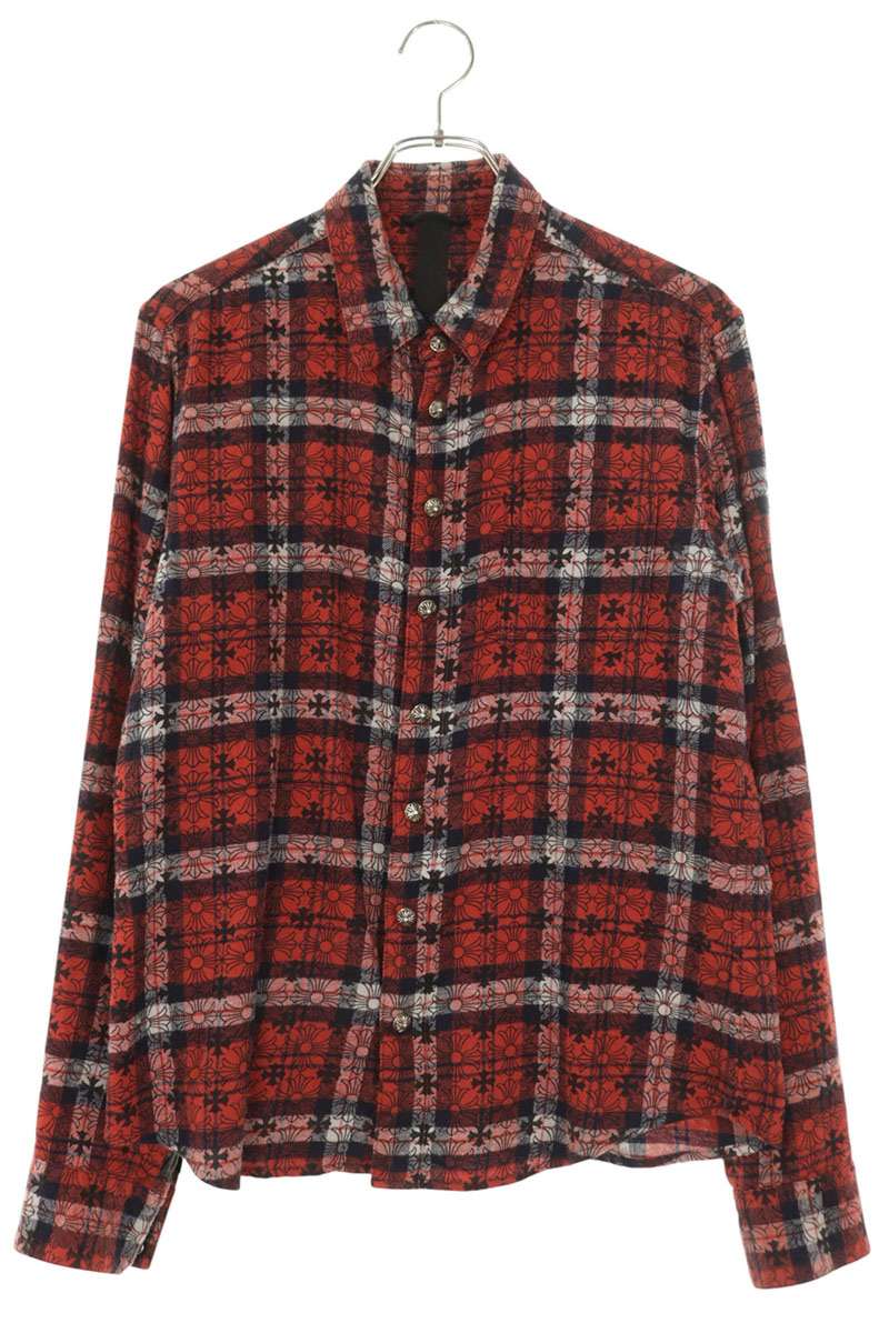 Chrome Hearts LOOSEENDS Long Sleeve Cross Patch Long Sleeve Shirt Red Size M