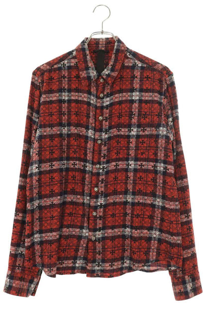 Chrome Hearts LOOSEENDS Long Sleeve Cross Patch Long Sleeve Shirt Red Size M