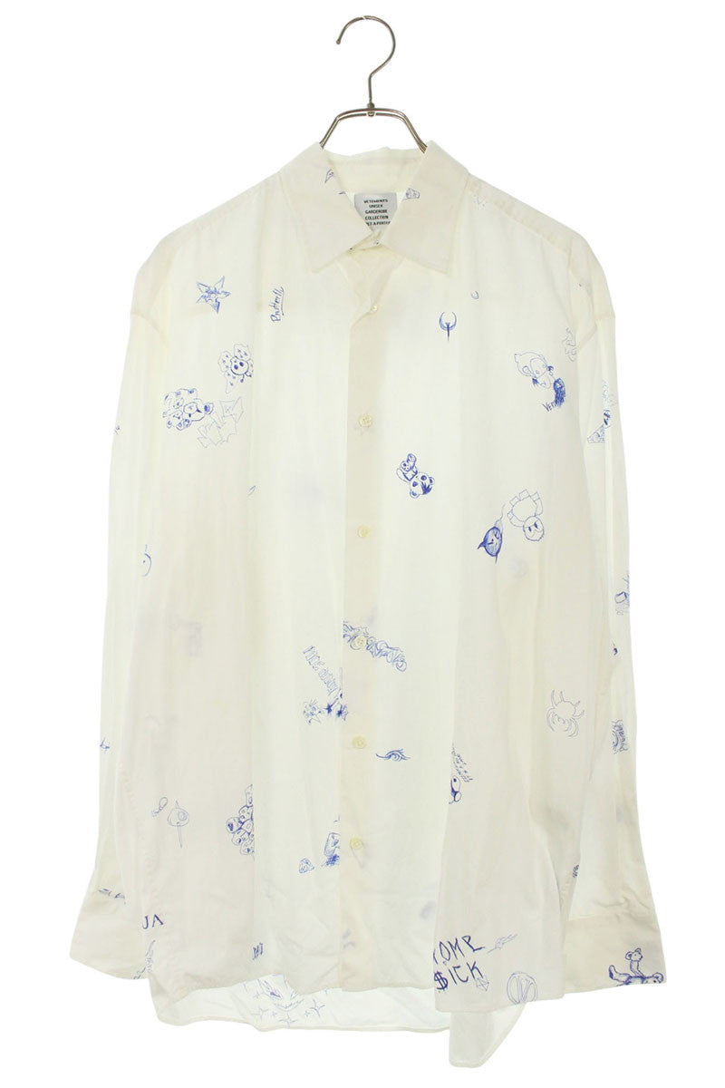 Vetements Print Long Sleeve Shirt White Size S