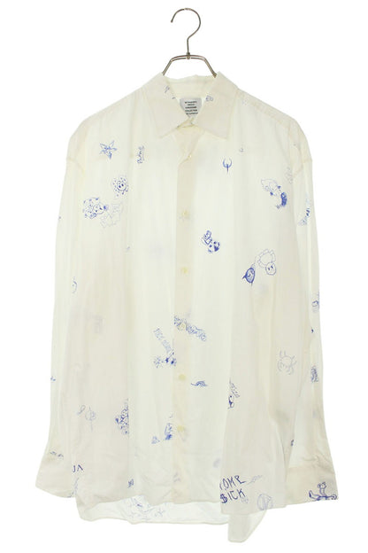 Vetements Print Long Sleeve Shirt White Size S