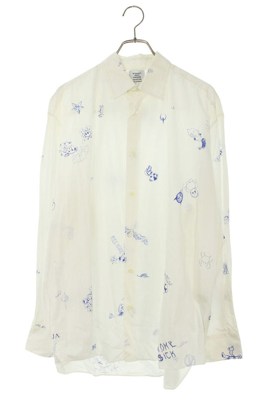 Vetements Print Long Sleeve Shirt White Size S