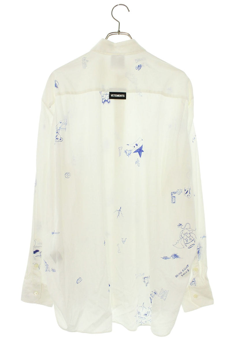Vetements Print Long Sleeve Shirt White Size S