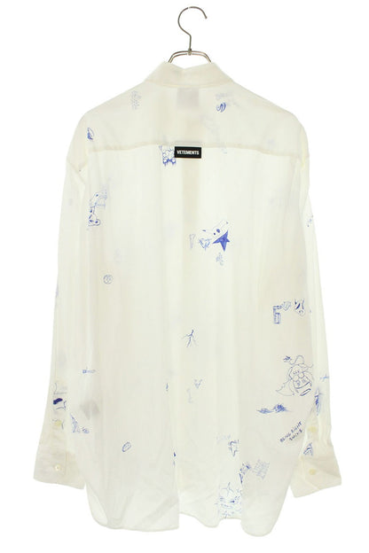 Vetements Print Long Sleeve Shirt White Size S