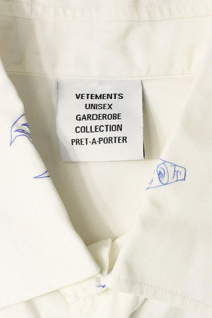 Vetements Print Long Sleeve Shirt White Size S