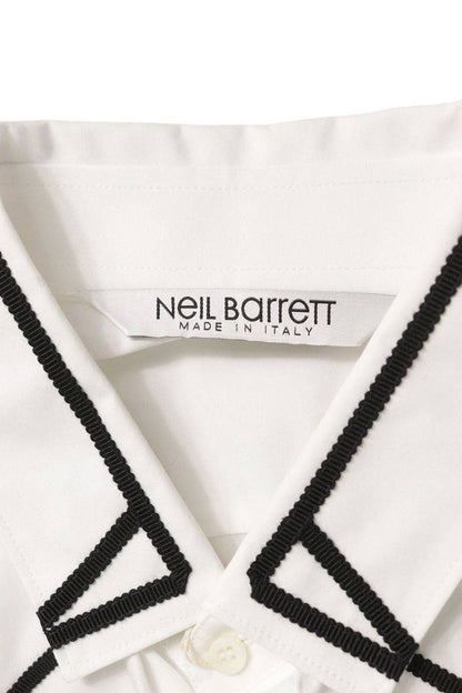 Neil Barrett Cotton Long Sleeve Shirt White Black Size XXL