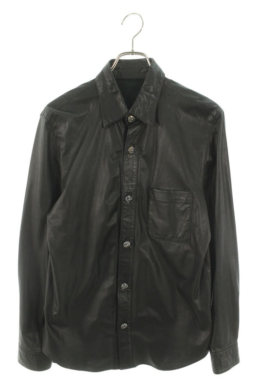 Chrome Hearts Crossball Button Leather Long Sleeve Shirt Size S