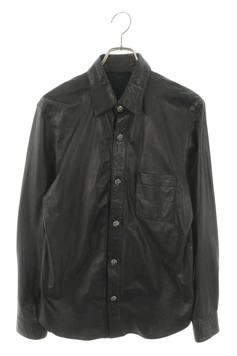 Chrome Hearts Crossball Button Leather Long Sleeve Shirt Size S