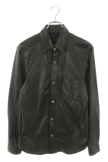 Chrome Hearts Crossball Button Leather Long Sleeve Shirt Size S