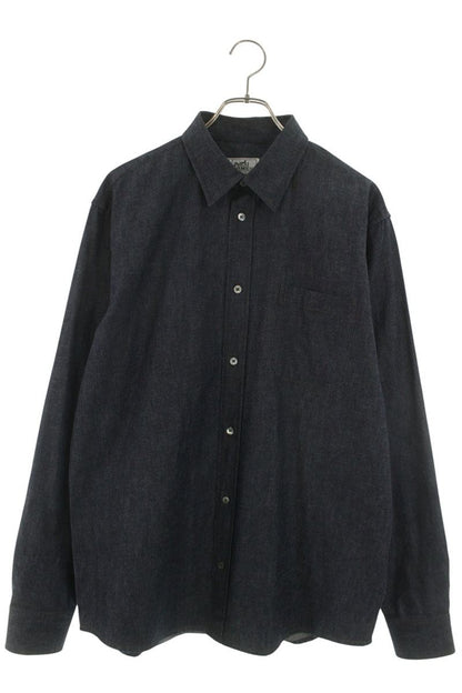 HERMES Denim Long Sleeve Shirt Indigo Size XXS