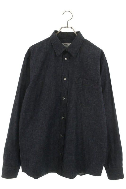 HERMES Denim Long Sleeve Shirt Indigo Size XXS