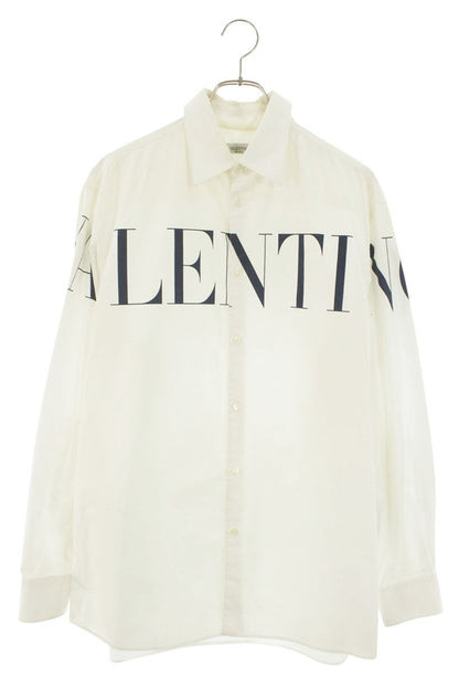VALENTINO 20AW P Logo Print Long Sleeve Shirt White Navy Size XXL