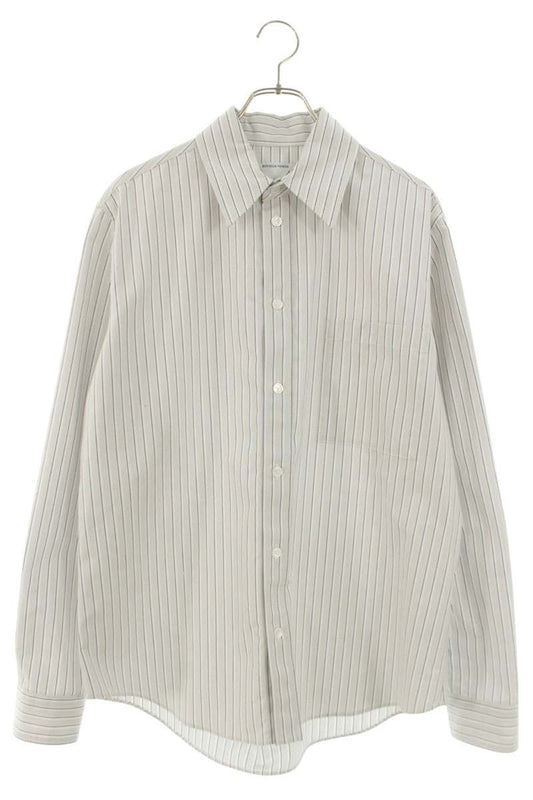 BOTTEGA VENETA Striped Long Sleeve Shirt White Beige Size S