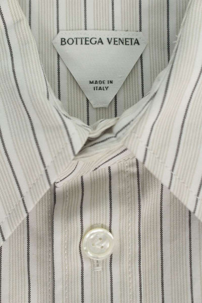 BOTTEGA VENETA Striped Long Sleeve Shirt White Beige Size S