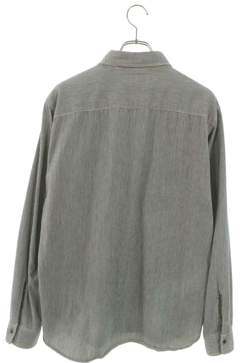 SAINT LAURENT PARIS Cotton Hickory Stripe Long Sleeve Shirt Size M