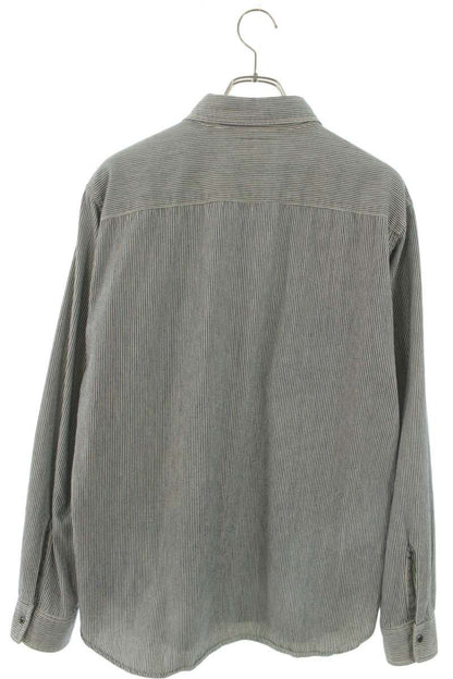 SAINT LAURENT PARIS Cotton Hickory Stripe Long Sleeve Shirt Size M