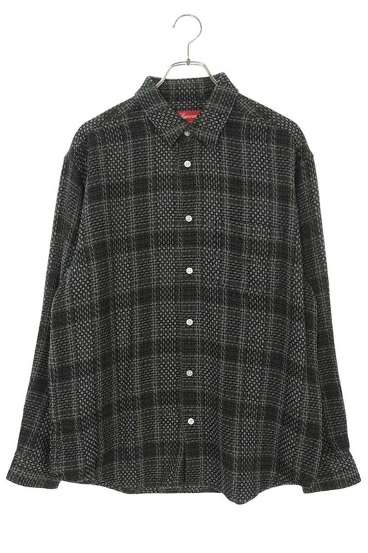 SUPREME 23SS Basket Weave Plaid Long Sleeve Shirt Size M