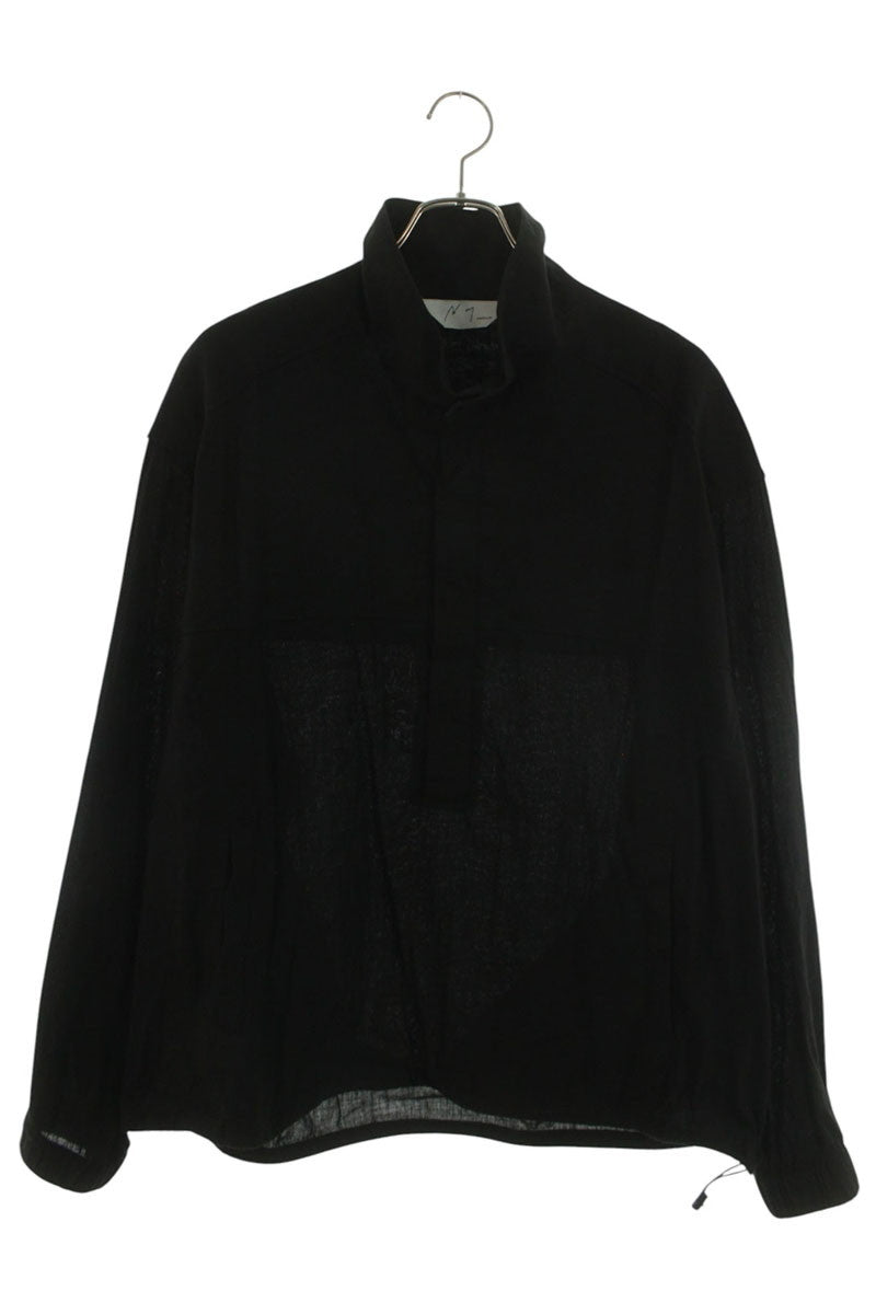 ANCELLM 26SS Linen Nylon Pullover Long Sleeve Shirt Black Size M