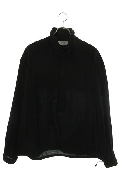 ANCELLM 26SS Linen Nylon Pullover Long Sleeve Shirt Black Size M