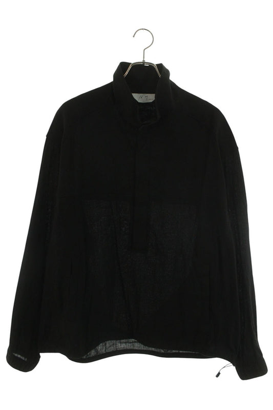 ANCELLM 26SS Linen Nylon Pullover Long Sleeve Shirt Black Size M