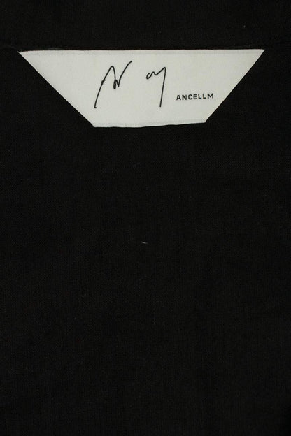ANCELLM 26SS Linen Nylon Pullover Long Sleeve Shirt Black Size M