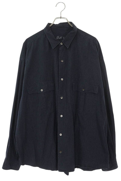 Porter Classic Striped Cotton Long Sleeve Shirt Navy Size XXL