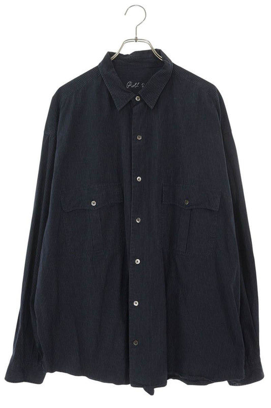 Porter Classic Striped Cotton Long Sleeve Shirt Navy Size XXL