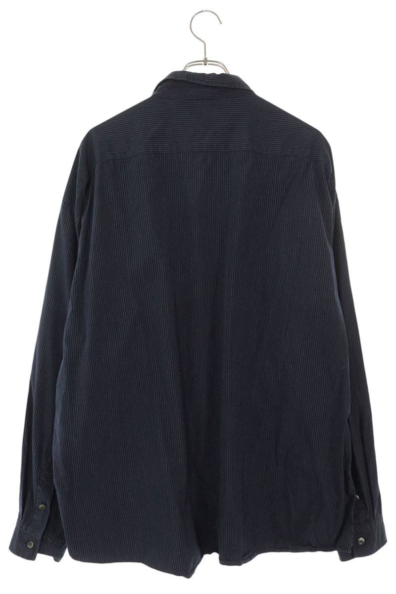 Porter Classic Striped Cotton Long Sleeve Shirt Navy Size XXL
