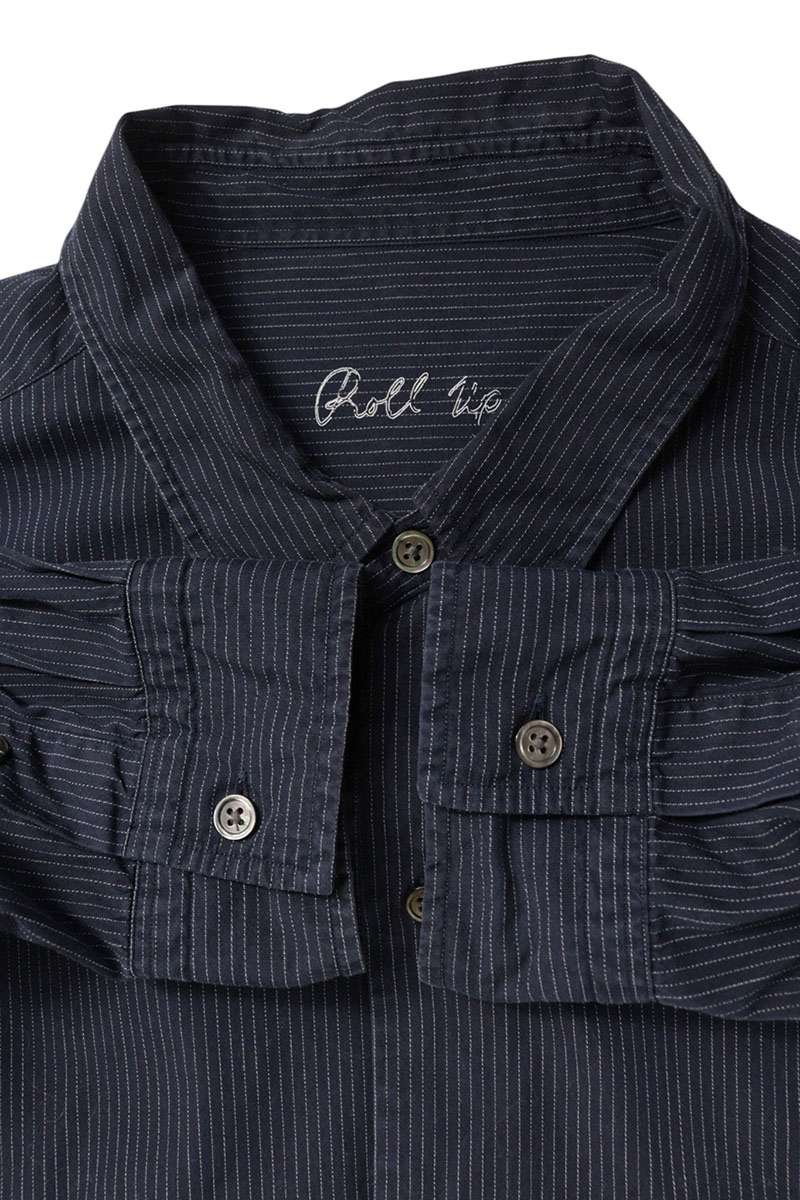 Porter Classic Striped Cotton Long Sleeve Shirt Navy Size XXL