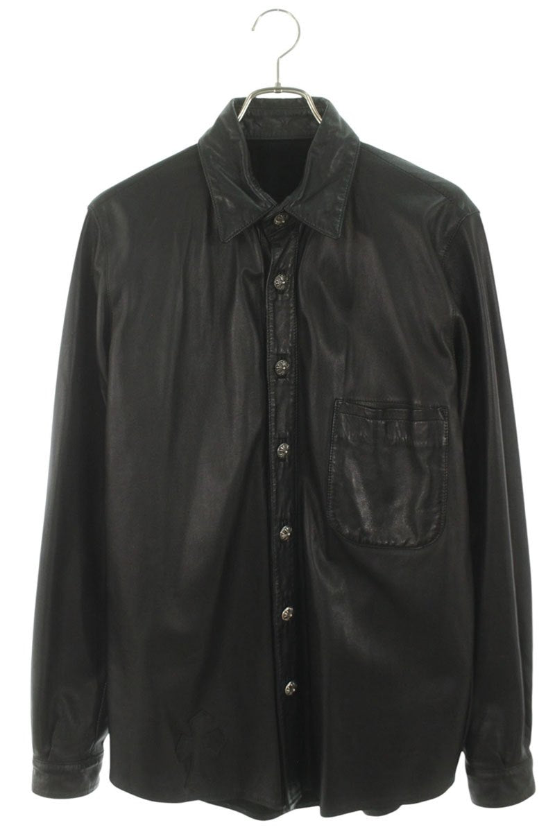 Chrome Hearts SHIRT LTHR Cross Ball Button Cross Size M