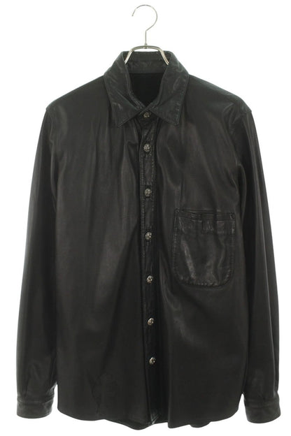 Chrome Hearts SHIRT LTHR Cross Ball Button Cross Size M