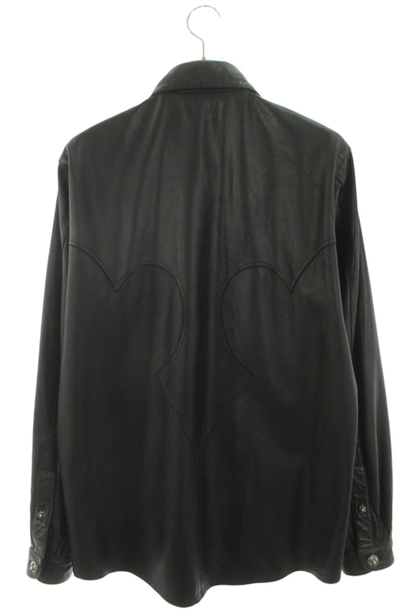Chrome Hearts SHIRT LTHR Cross Ball Button Cross Size M