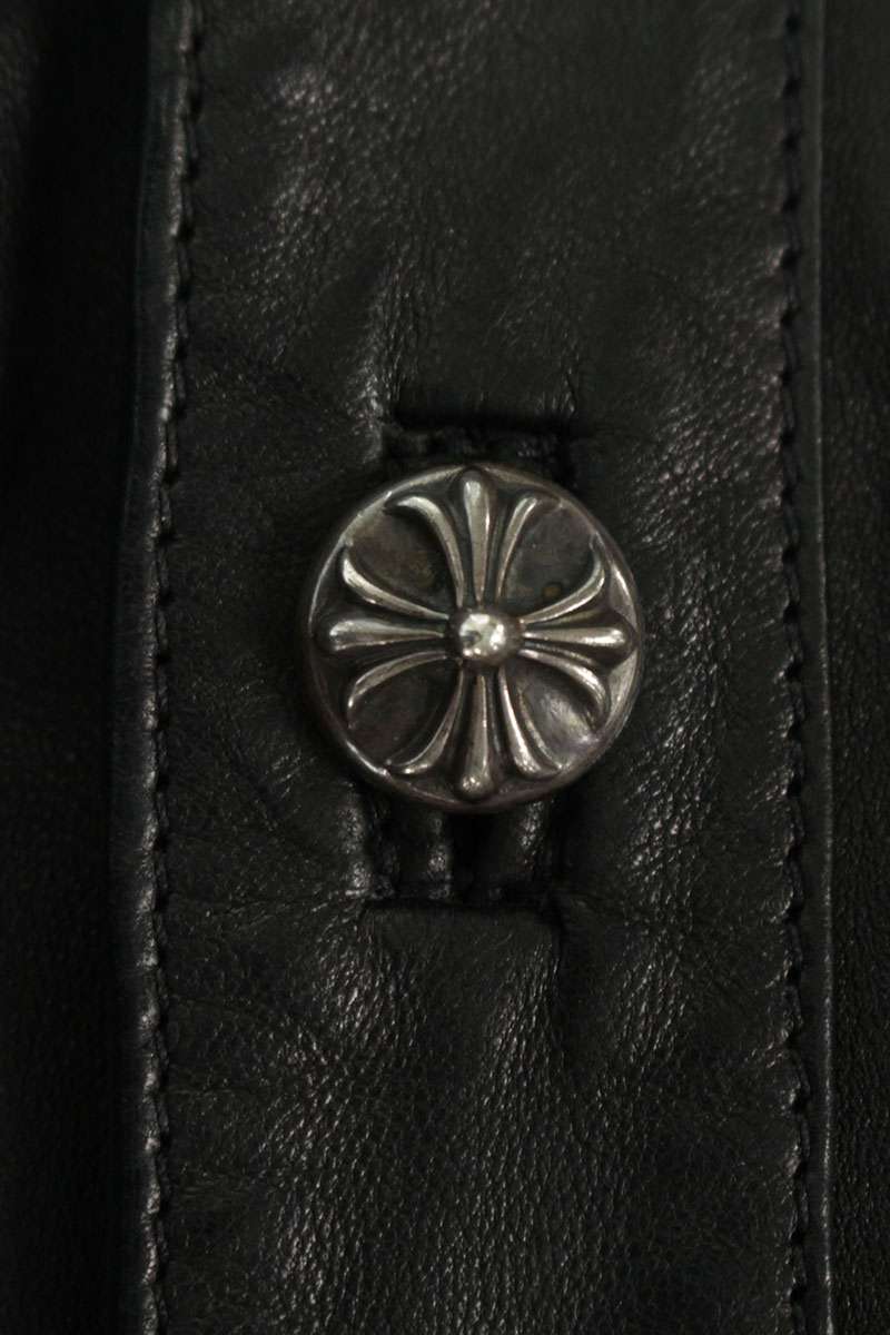 Chrome Hearts SHIRT LTHR Cross Ball Button Cross Size M