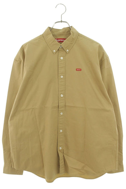 SUPREME 23AW Small Box Logo Long Sleeve Shirt Beige Size M