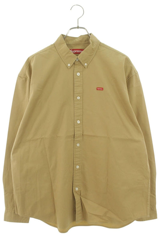 SUPREME 23AW Small Box Logo Long Sleeve Shirt Beige Size M