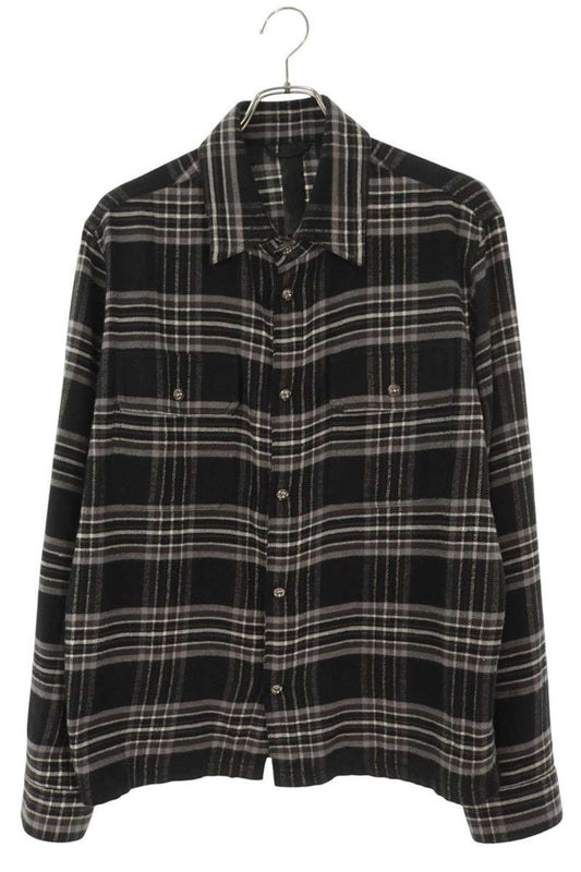 Chrome Hearts WORK DOG Cross Ball Button Check Shirt Size M