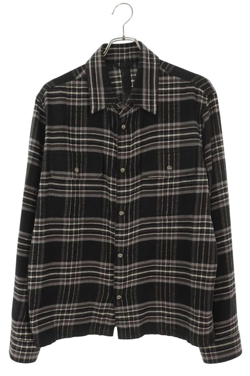 Chrome Hearts WORK DOG Cross Ball Button Check Shirt Size M