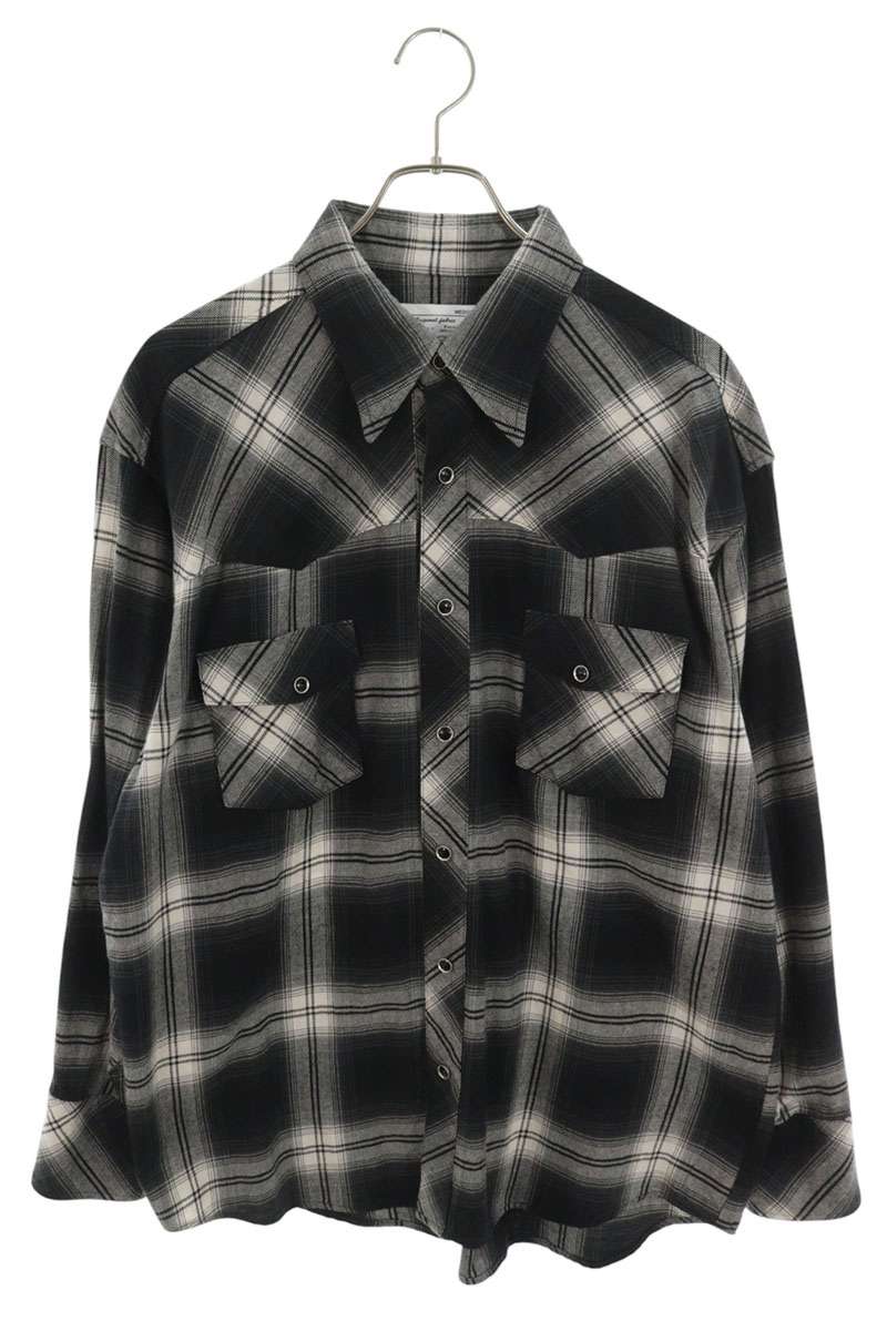 Rafu Cotton Ombre Check Long Sleeve Shirt Black/White Size M