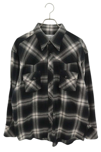 Rafu Cotton Ombre Check Long Sleeve Shirt Black/White Size M