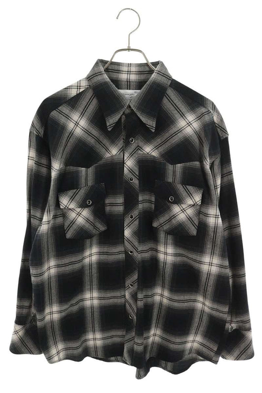 Rafu Cotton Ombre Check Long Sleeve Shirt Black/White Size M