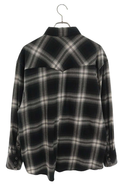 Rafu Cotton Ombre Check Long Sleeve Shirt Black/White Size M