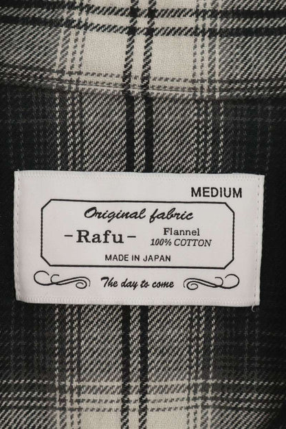 Rafu Cotton Ombre Check Long Sleeve Shirt Black/White Size M