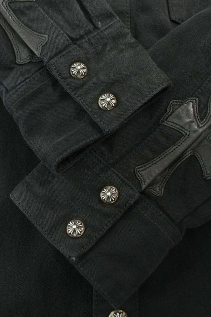 Chrome Hearts DENIM WESTERN Sleeve Cross Patch Cross Size SM