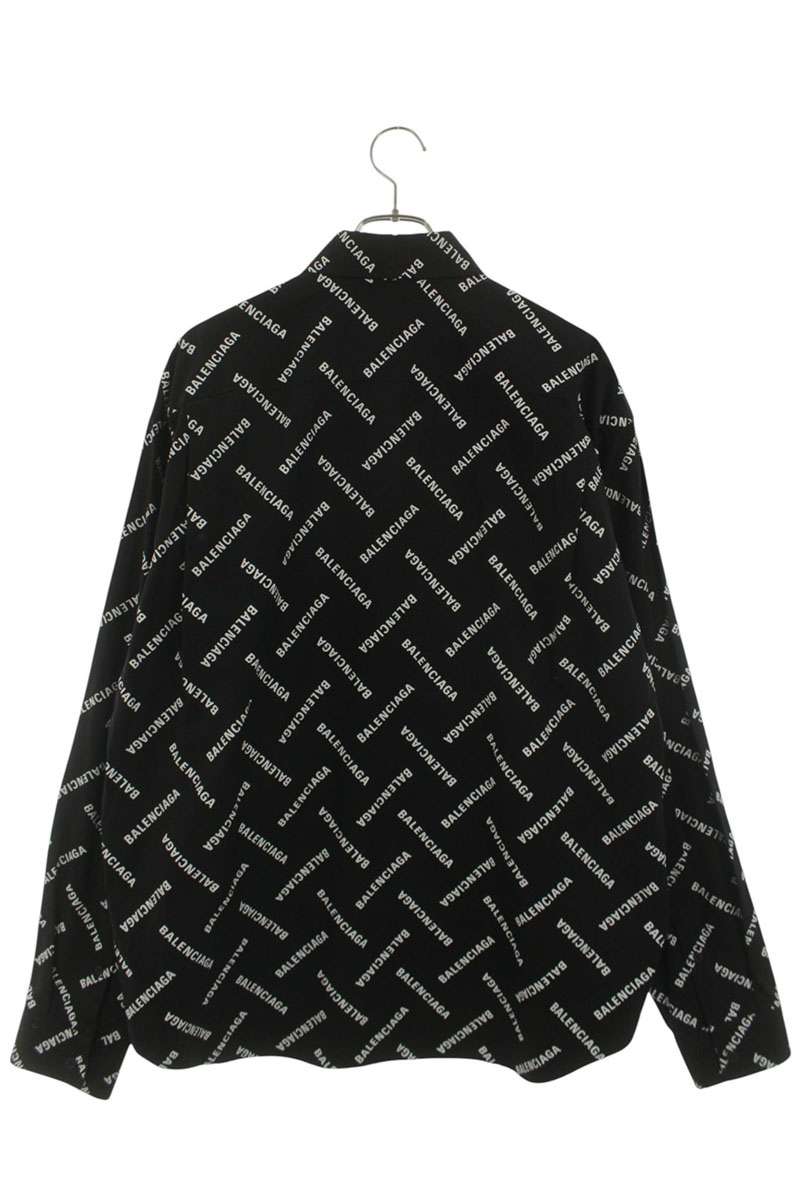 BALENCIAGA All-Over Logo Cotton Long Sleeve Shirt Size XXL