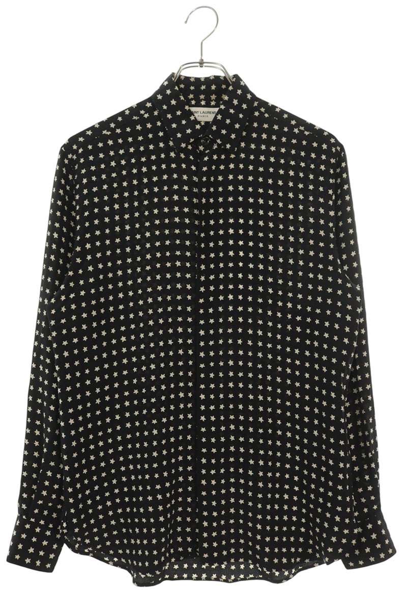 SAINT LAURENT PARIS Star Print Silk Shirt Size XXL