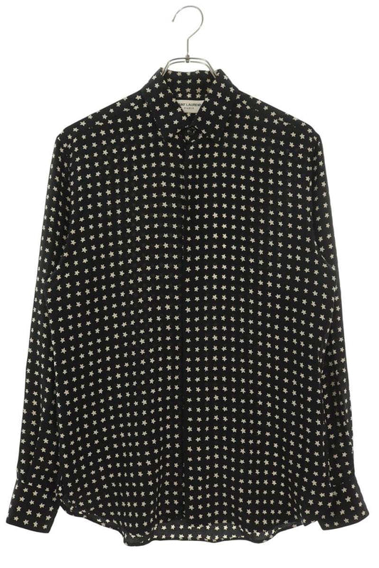 SAINT LAURENT PARIS Star Print Silk Shirt Size XXL