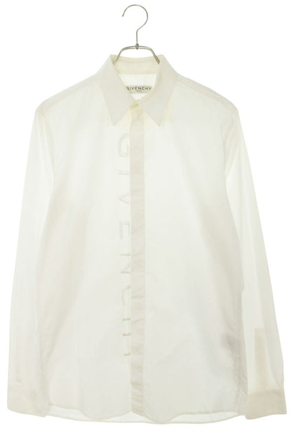 GIVENCHY Cotton Vertical Logo Long Sleeve Shirt White Size XXL