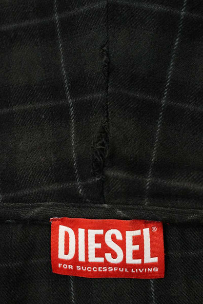 DIESEL Check Hooded Long Sleeve Shirt Dark Gray Size S