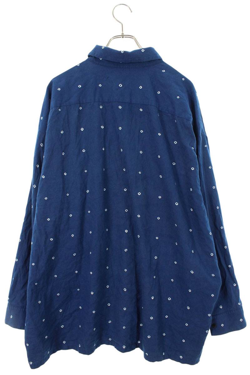 Porter Classic Cotton All-Over Print Long Sleeve Shirt Blue Size XL